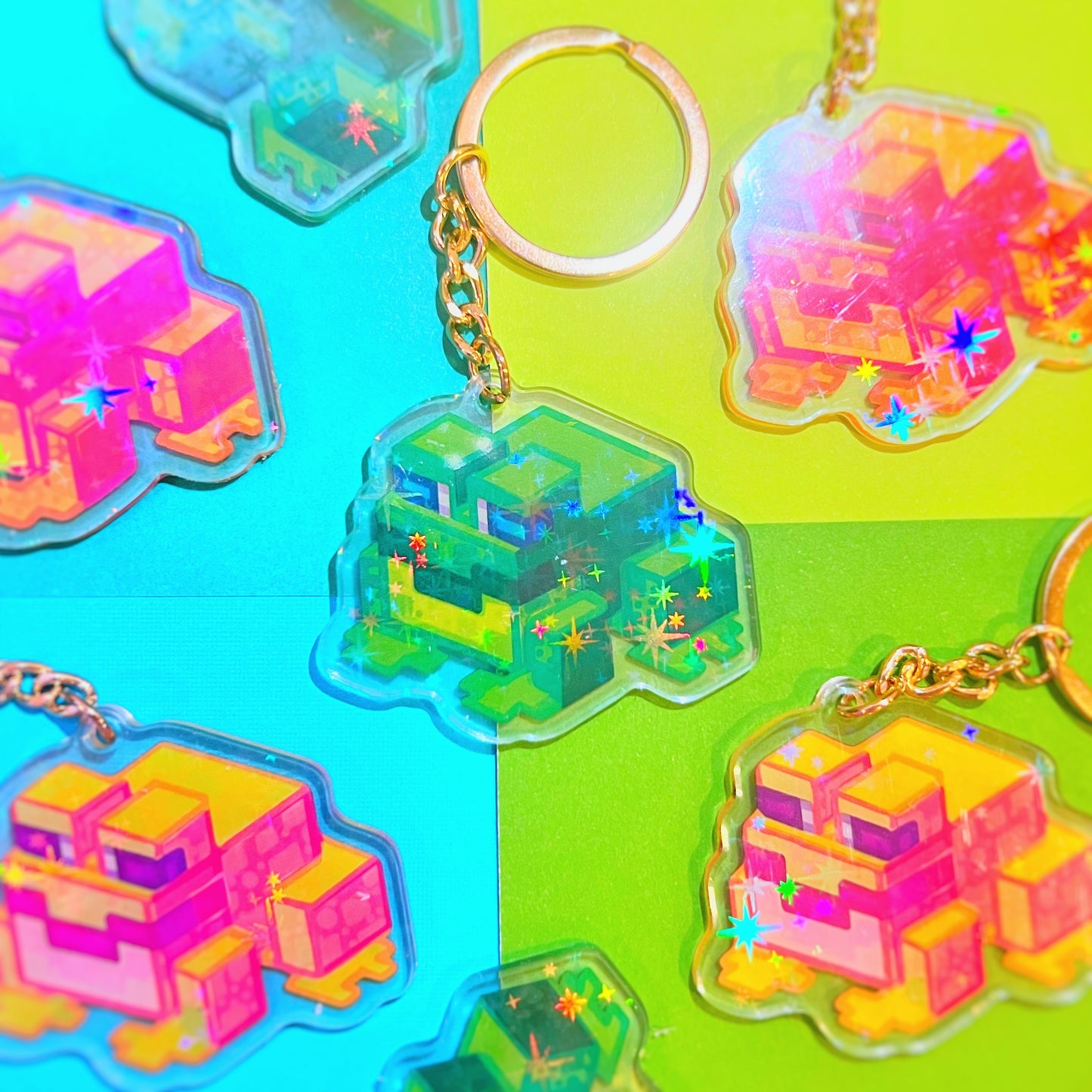Holographic Frog Keychain