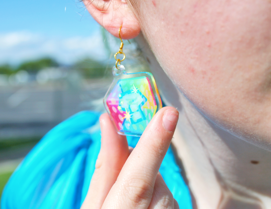 Holographic Random Item Block Earrings