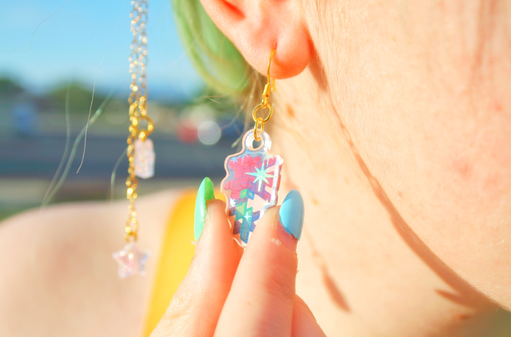 Holographic Flower Earrings