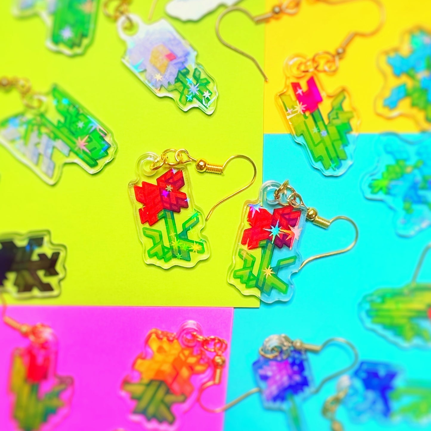 Holographic Flower Earrings