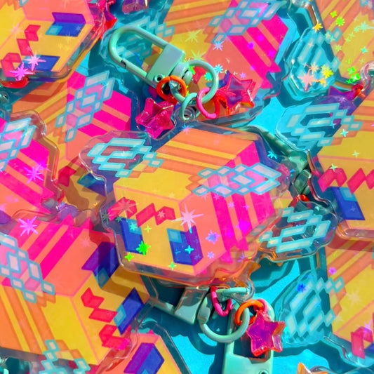 Holographic Bee Keychain Video Game Inspired