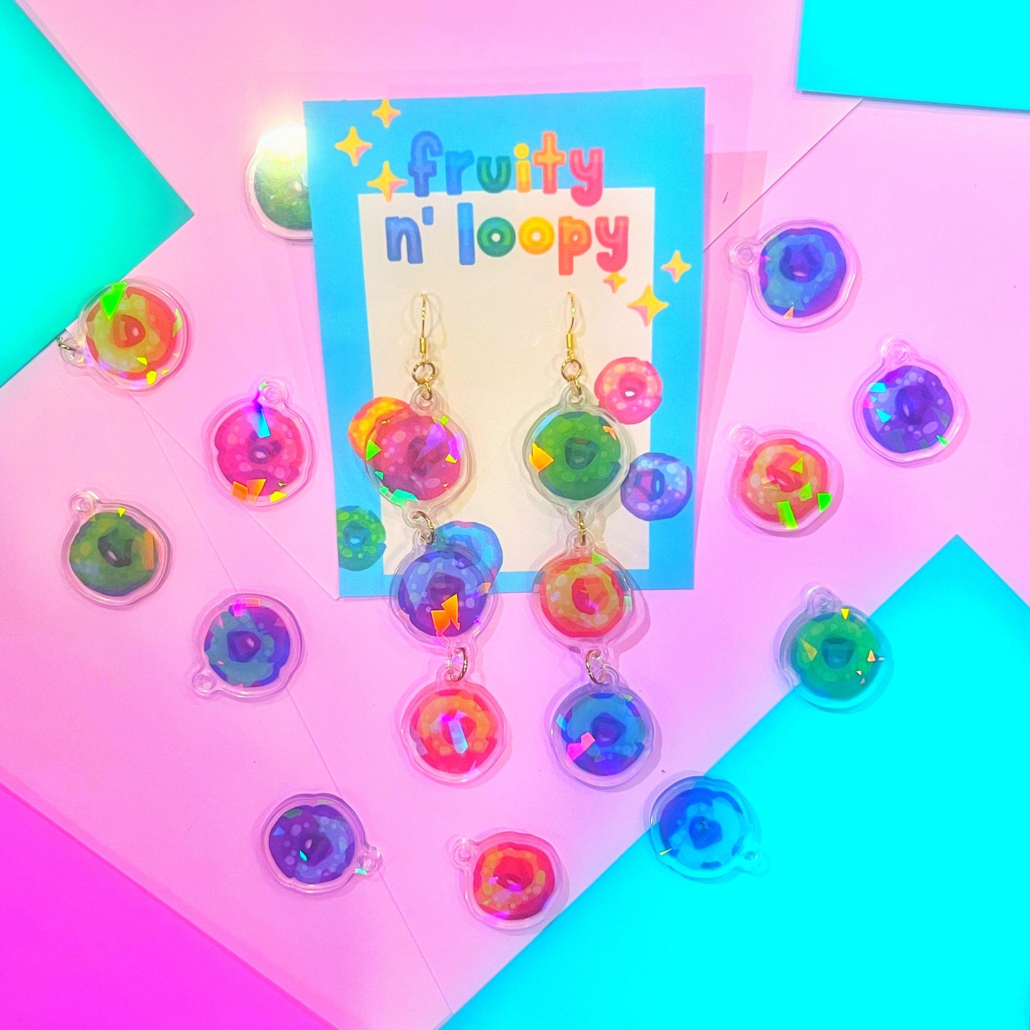 Fruity n’ Loopy Holographic Droplet Earrings