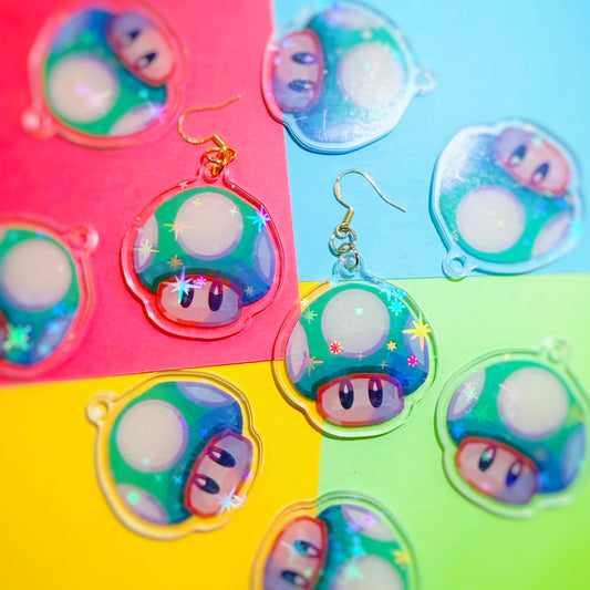Green Mushroom Earrings
