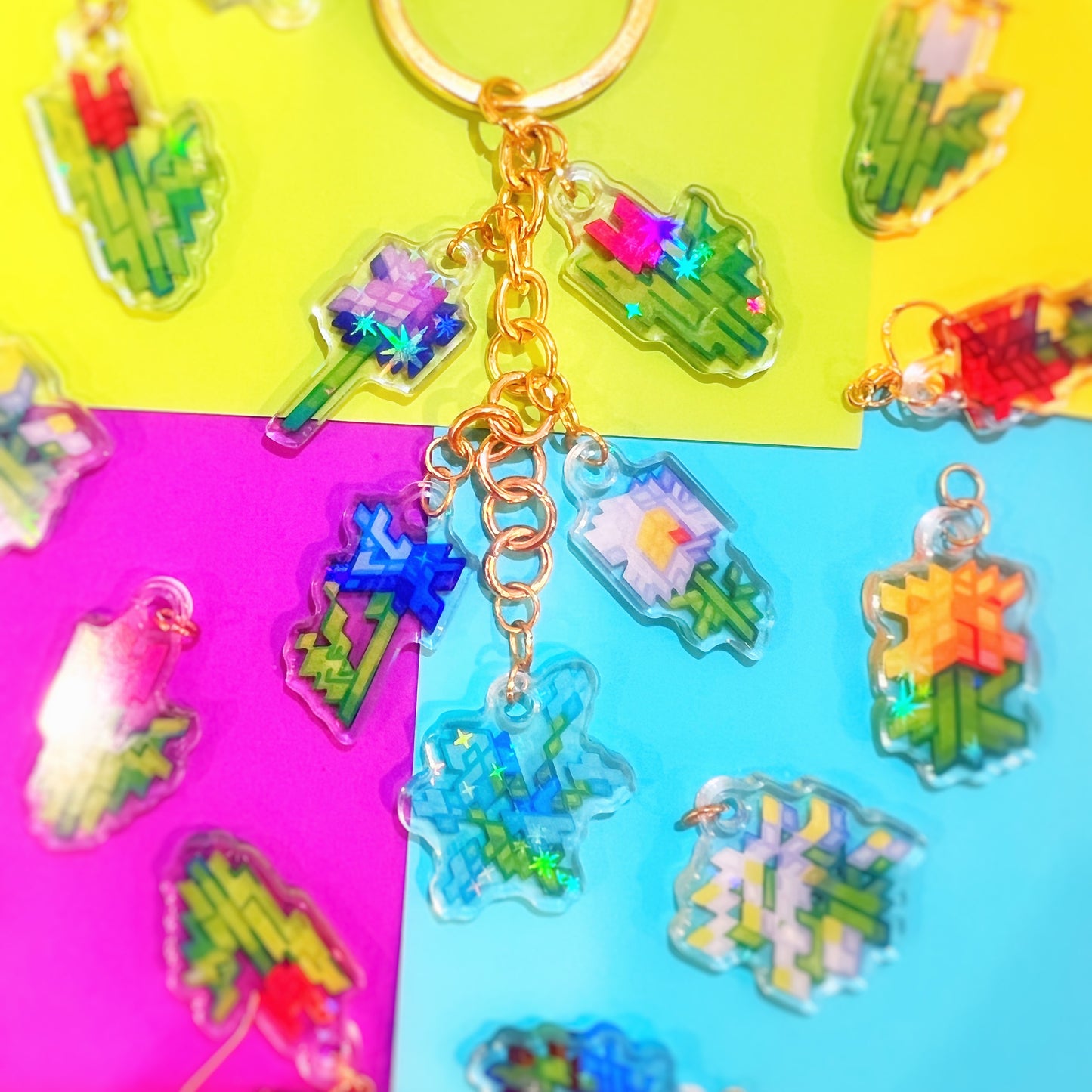 Custom Holographic Bouquet Droplet Keychain DM BEFORE ORDER
