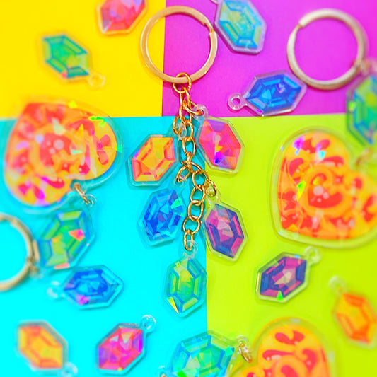 Holographic Rupee Droplet Keychain