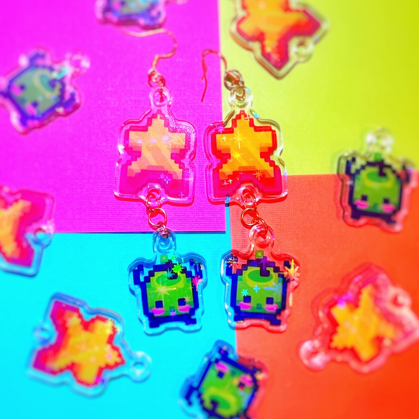 Holographic Sprite Star Droplet Earrings