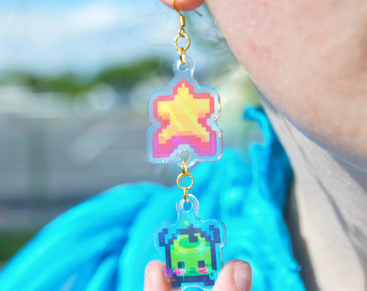 Holographic Sprite Star Droplet Earrings