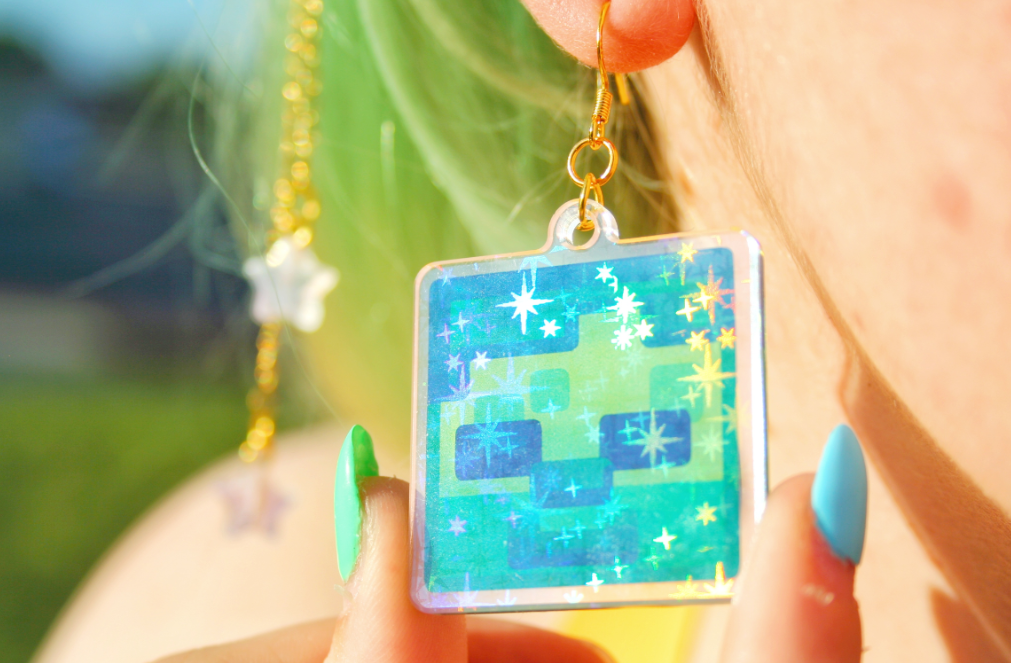 Holographic Mob Zombie Earrings Video Game Inspired