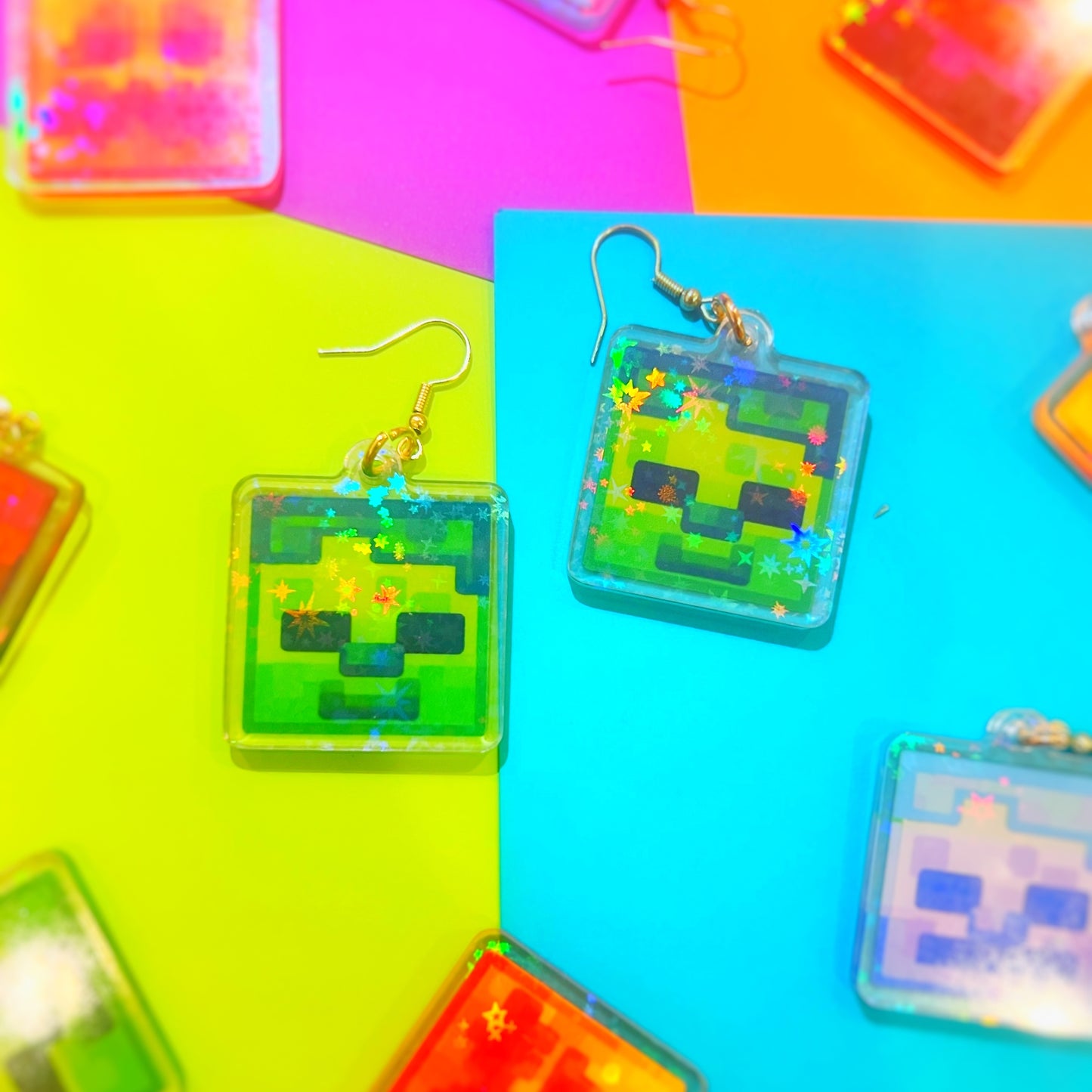 Holographic Mob Zombie Earrings Video Game Inspired