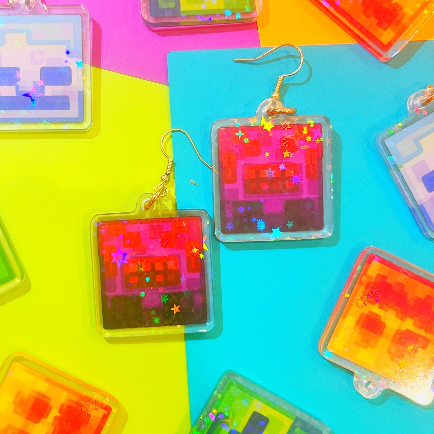 Holographic Mob Spider Earrings Video Game Inspired