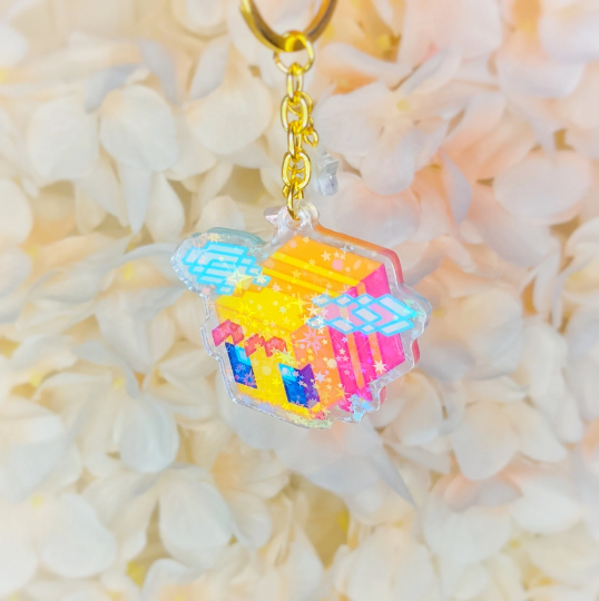 Holographic Bee Keychain Video Game Inspired