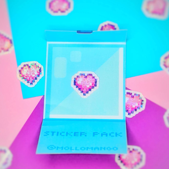Holographic Video Game Inspired Heart Stickers