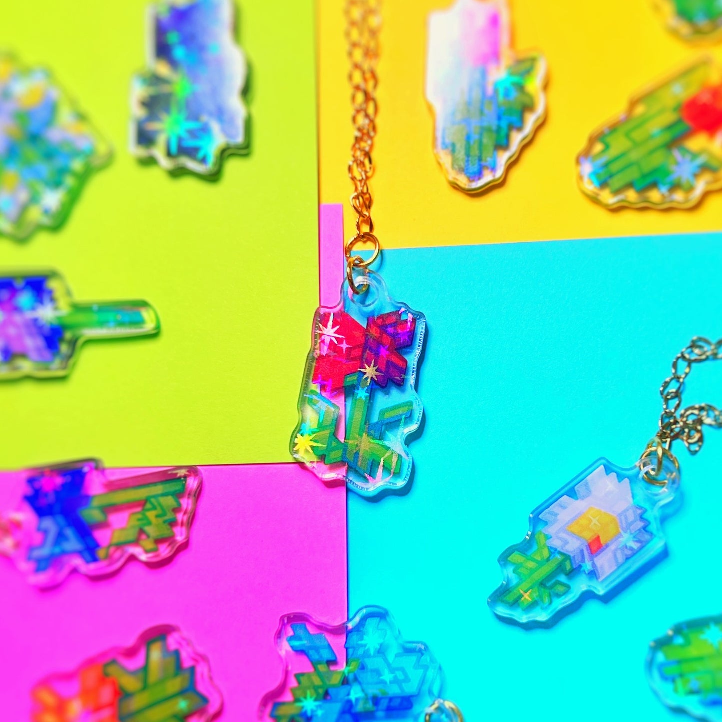 Holographic Flower Necklace