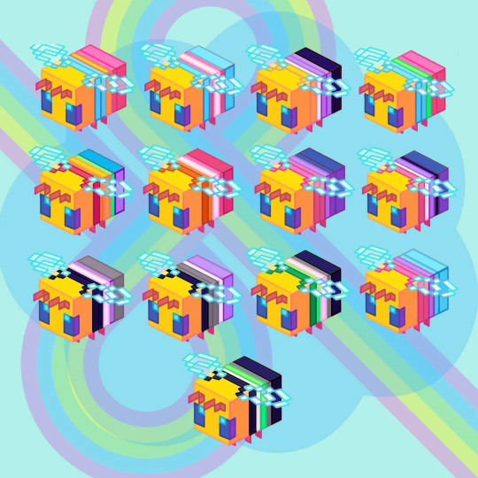 Holographic Video Game Inspired Pride Bee Pins: PREORDER